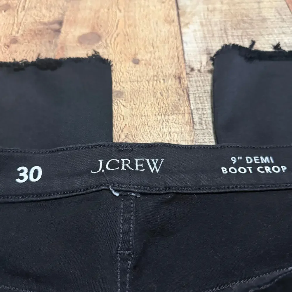 J. Crew Wmns Black Denim Billie Demi Boot Crop Jeans Sz 30 Stretch Closet Staple